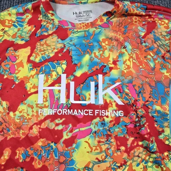 Huk Performance Fishing Shirt Mens Medium LS Icon X Kryptek Camo Polyester - Picture 4 of 12
